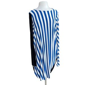 Zero + Maria Cornejo long sleeve striped cocoon midi dress | M